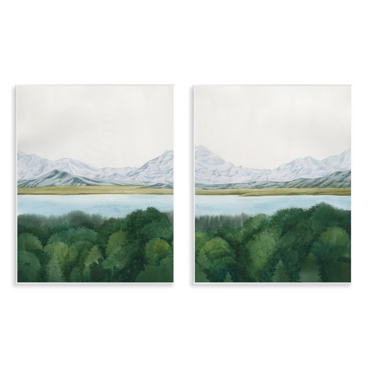 Stupell Industries View Over Mountain Trees 2pc Wall Plaque Art Set Design by Grace Popp